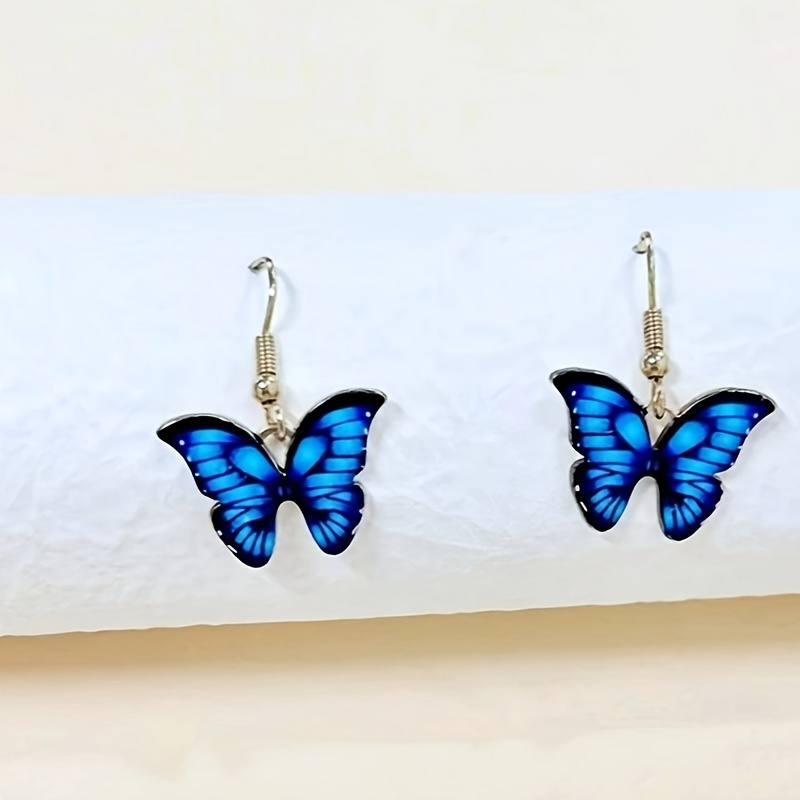 Vintage Butterfly Drop Earrings Alloy Iron Posts Women's